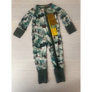 Wildwoven Winter Mountain Cabin Bamboo Modal Sleeper Pajamas 0-3M NWT